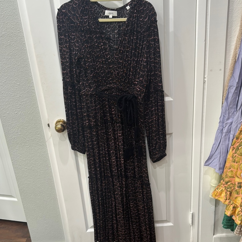 Alc Elegant Black and Pink Patterned Dress
